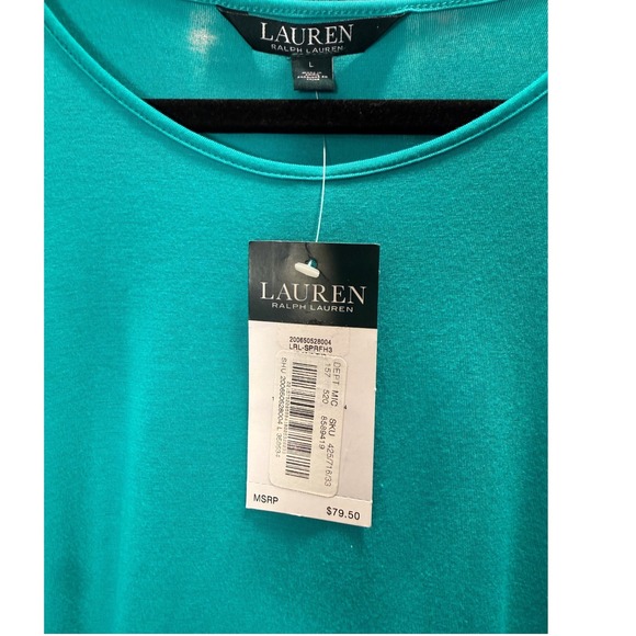Lauren Ralph Lauren Sz L Green Cold Shoulder Dolman Sleeve Top Langenlook Luxury - Picture 4 of 9